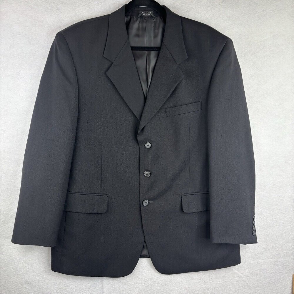 Biella Marco Mens 42 100% Pure Wool Blazer Suit Jacket Sport Coat RN 96777 Black